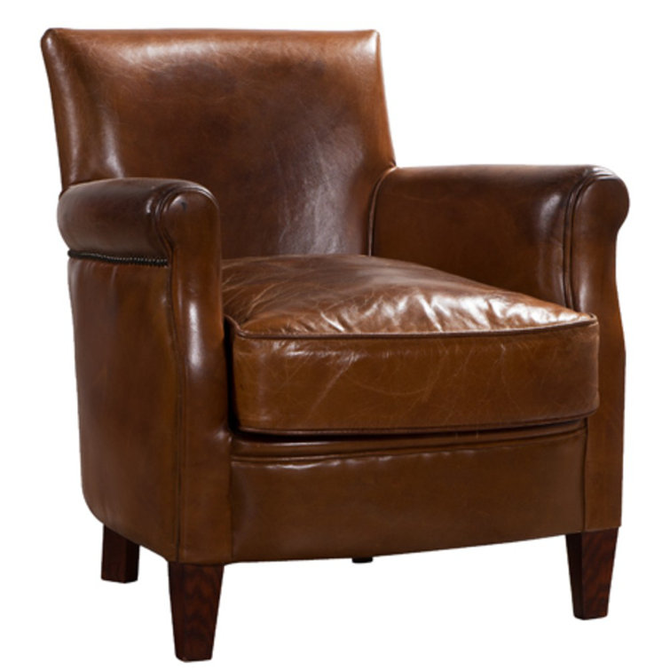 Rosalind Wheeler Quietwood 70Cm Wide Tufted Genuine Leather Club Chair